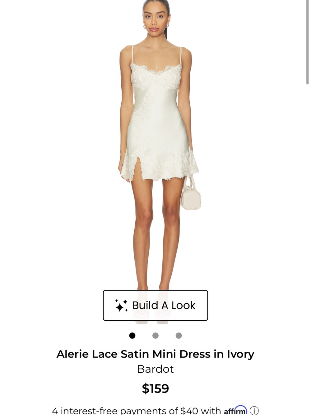 Bardot Ivory Lace Satin Slip Mini Dress
